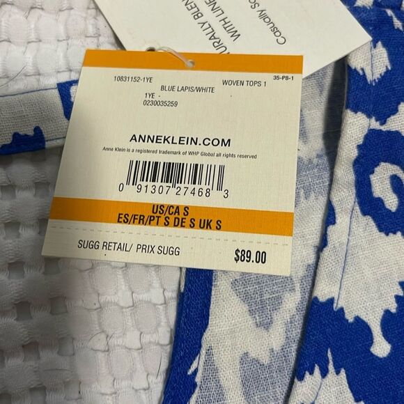 NWT- Anne Klein- S. Linen Blend Top - Picture 5 of 8